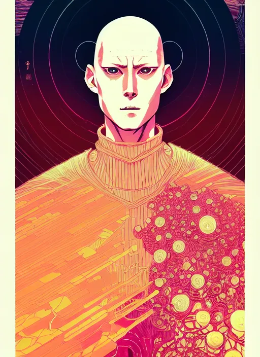 Prompt: portrait of saitama, artstation winner by victo ngai, kilian eng and by jake parker, by conrad roset, swirly vibrant color lines, winning award masterpiece, fantastically gaudy, aesthetic, cinematic, octane render, 8 k, hd resolution