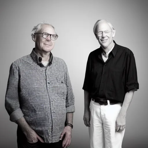 Prompt: a studio portrait of Jeff Goodby and Rich Silverstein