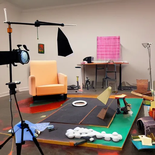 Prompt: a photo of a stopmotion animation filming set