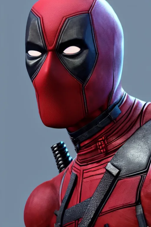 Image similar to Deadpool,muscle extremely detailed, fantastic details full face, mouth, trending on artstation, pixiv, cgsociety, hyperdetailed Unreal Engine 4k 8k ultra HD, WLOP