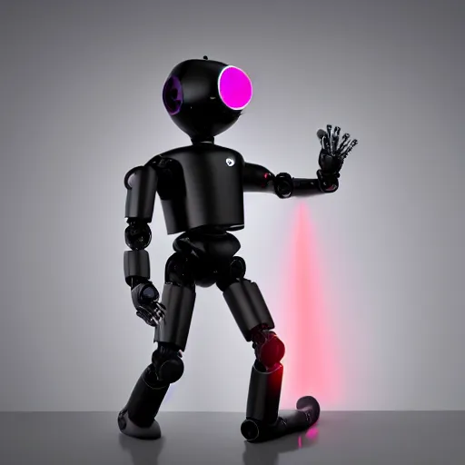 Image similar to robot that looks like a mannequin with glowing laser eyes heating up