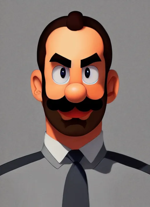 Image similar to gigachad luigi by ilya kuvshinov, super mario bros symmetrical face concept art, hyper realistic, artstation