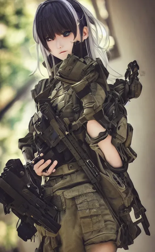 Prompt: portrait photo, highly detailed, high resolution, cosplay photo, stunning, girls frontline style, bokeh soft, 100mm, trending on instagram, by professional photographer, realistic human anatomy, real human faces, realistic military carrier, soldier clothing, modern warfare, realistic weapon, shot with a canon, low saturation