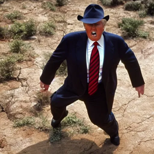 Prompt: still of donald trump as indiana jones