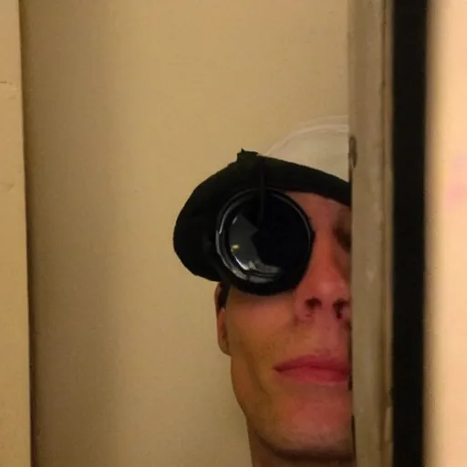 Prompt: Jerma peeking over at you while in the backrooms