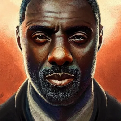 Prompt: “Portrait of Idris Elba by Greg Rutkowski, young, manly, attractive, strong, older brother vibes, highly detailed portrait, scifi, digital painting, artstation, concept art, smooth, sharp foccus ilustration, Artstation HQ”