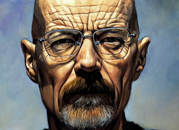 Prompt: a highly detailed beautiful portrait of walter white black, by gregory manchess, james gurney, james jean