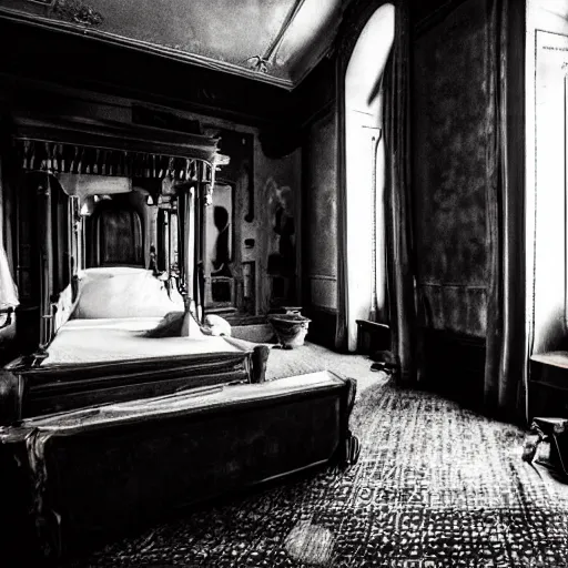 Image similar to grad budapest hotel in a haunted style