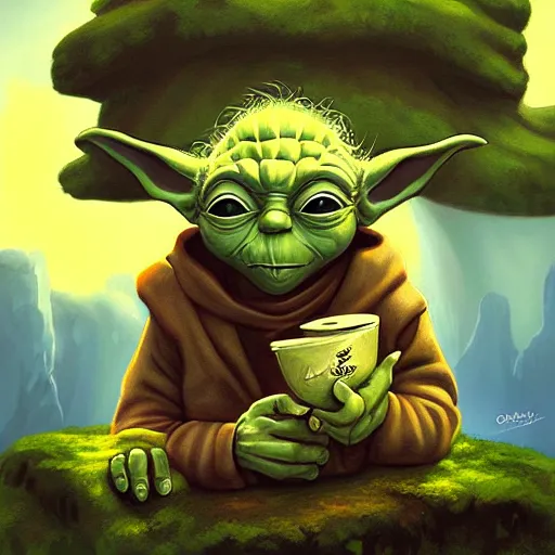 Image similar to Portrait of yoda in a scenic environment by Cyril Rolando