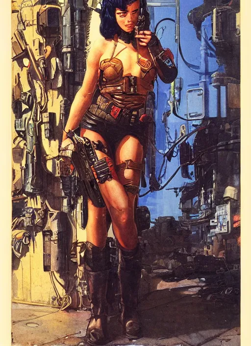 Image similar to cyberpunk mercenary. portrait by jean giraud and anton otto fischer and john philip falter and will eisner and gil elvgren