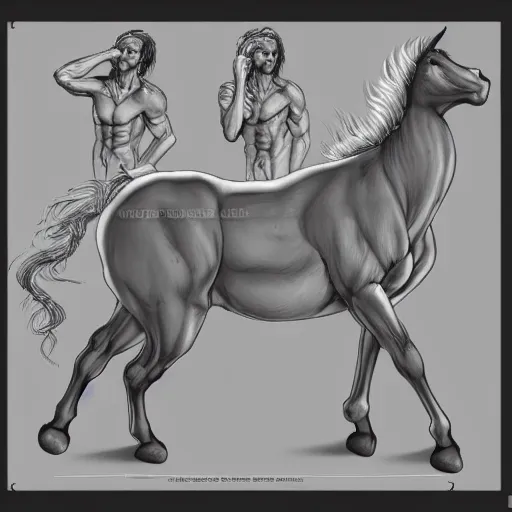 Image similar to centaur centaur centaur anatomy reference sheet, 8k, very detailed.