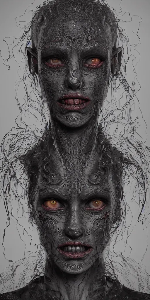 Prompt: Portrait of an impossibly beautiful demon, gorgeous, face, intricate complexity, horror, trending on art station, photoreal, 8k, octane render