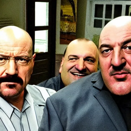 Prompt: walter white and tony soprano selfie t