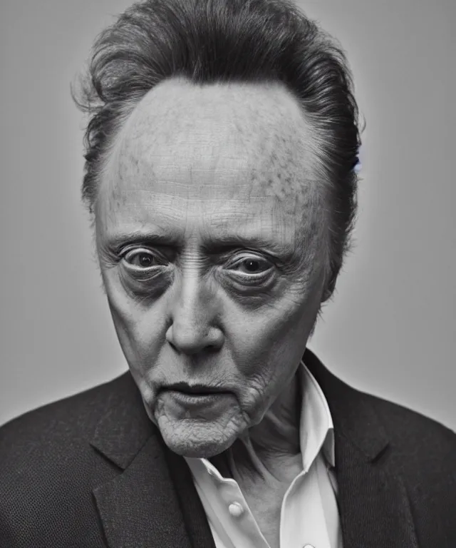 Prompt: photograph of christopher walken, by carrie mae weems, intense, bold, exaggerated, ultra sharp, extra details, ultra high quality, trending on pinteresst