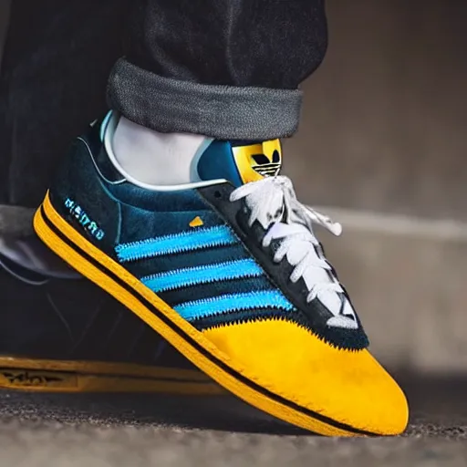 Prompt: adidas sambas in the style of jean basquiat
