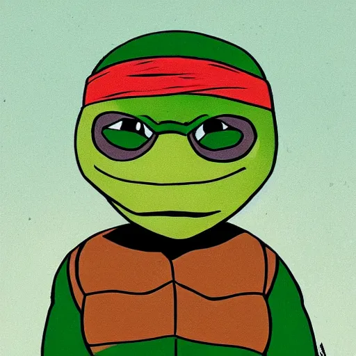 Image similar to portrait of a teenage mutant ninja turtle in the style of Diane Arbus