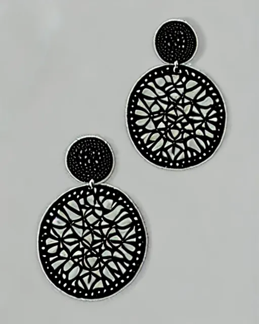 Prompt: beardsley, 2 d lasercut earrings,