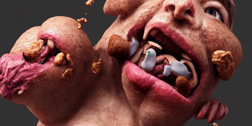 Image similar to people eating poop, Trending on artstation, award winning. Octane render, 4k, 8k, unreal 5, very detailed, hyper control-realism.