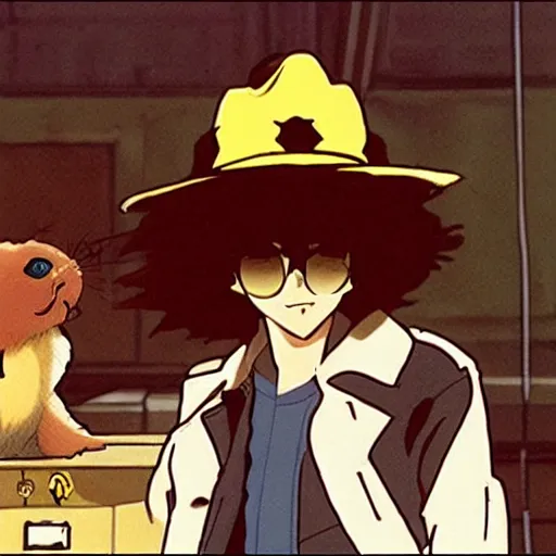 Image similar to a hamster in cowboy bebop