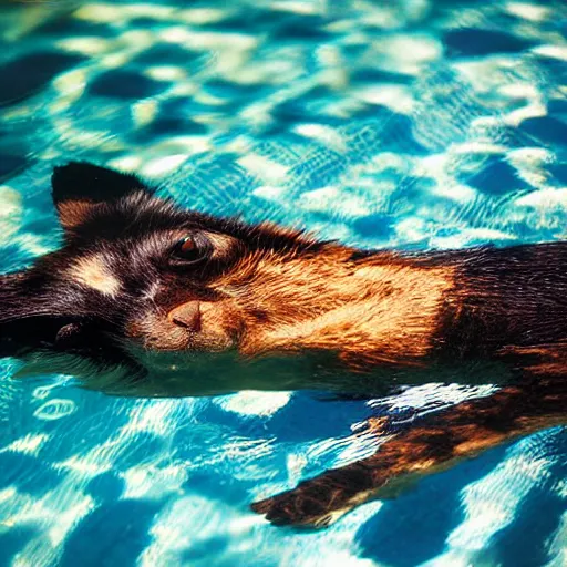 Prompt: analogue photo of an animal lying in a pool of black oil