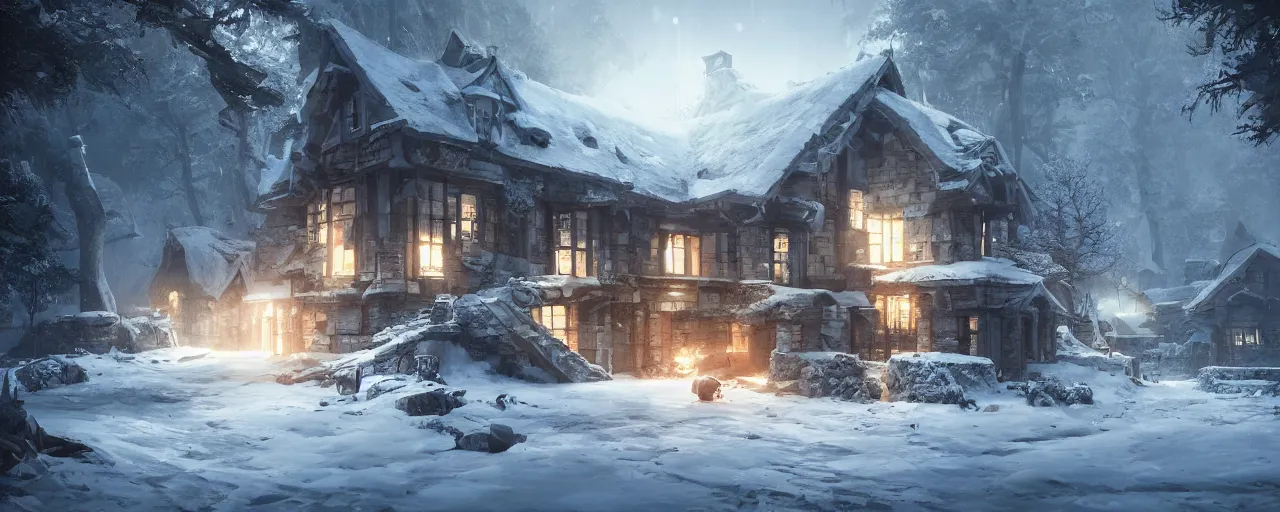 Image similar to a perfect home for winters, 8 k uhd, unreal engine, octane render in the artstyle of finnian macmanus, john park and greg rutkowski
