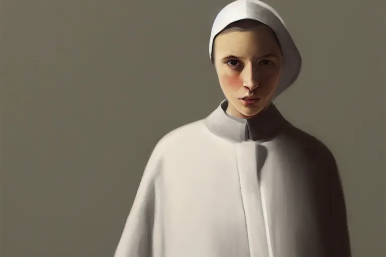 Image similar to young nun fashion model portrait artwork by tim eitel