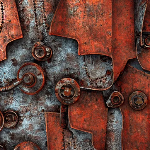 Image similar to 2 d rusted riveted metal, hd, 8 k, photoreal, best quality