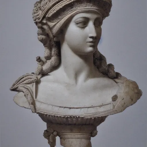 Prompt: realistic portrait of a female made of greek architectural ornaments