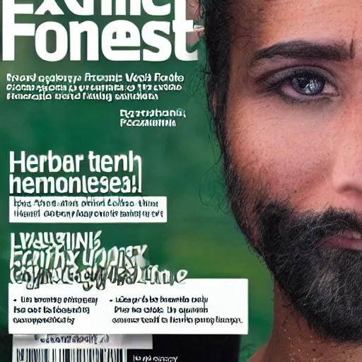 Image similar to beautiful extreme closeup frontpage photo of frontiers in herbal anthropomorphosis fashion magazine portrait of person, highly detailed, focus on face, soft lighting