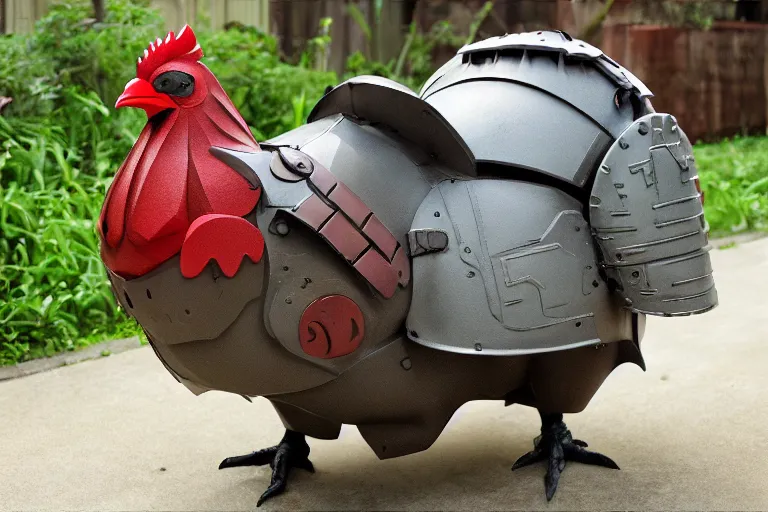 Image similar to heavily armoured mechanical chicken by studio ghibli