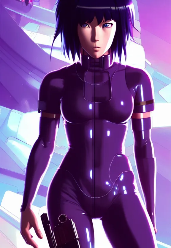 Image similar to a fullbody portrait of motoko kusanagi the major ghost in the shell : : stand alone complex, under repairs, maintenance : : by ilya kuvshinov, rossdraws, artgerm, sola digital arts, anti aliasing, raytracing : :