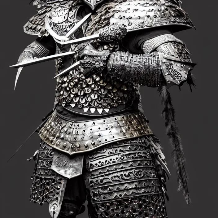 Prompt: photograph of a warrior with metal ornate owl armour. Extremely detailed. 8k