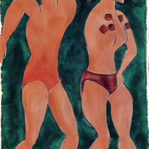 Prompt: double dragon in the style of Modigliani