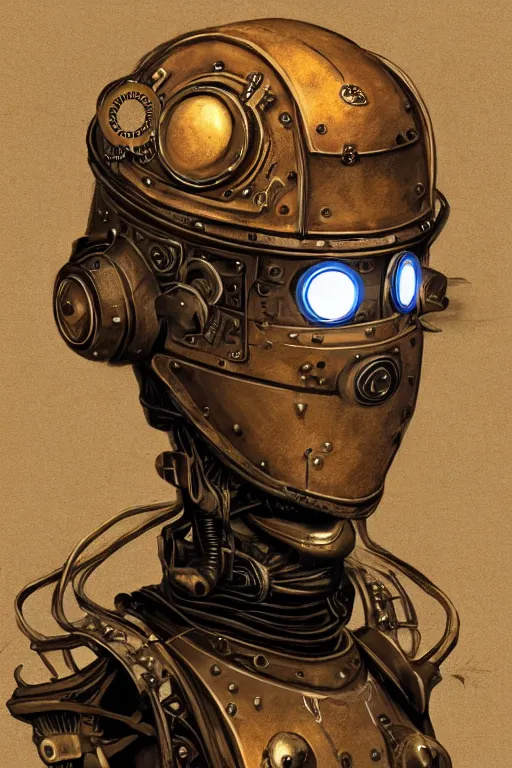 Image similar to steampunk helmet fantasy art mask robot ninja stylized digital illustration sharp focus, elegant intricate digital painting artstation concept art global illumination ray tracing advanced technology chaykin howard and campionpascale and cooke darwyn and davis jack