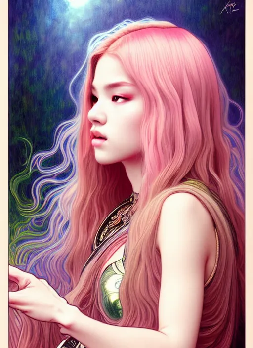 Image similar to jossi of blackpink, king, tarot card, highly detailed, digital painting, smooth, sharp focus, illustration, ultra realistic, 8 k, art by artgerm and alphonse mucha