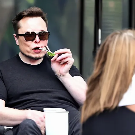 Image similar to elon musk suspiciously eating crystals in london