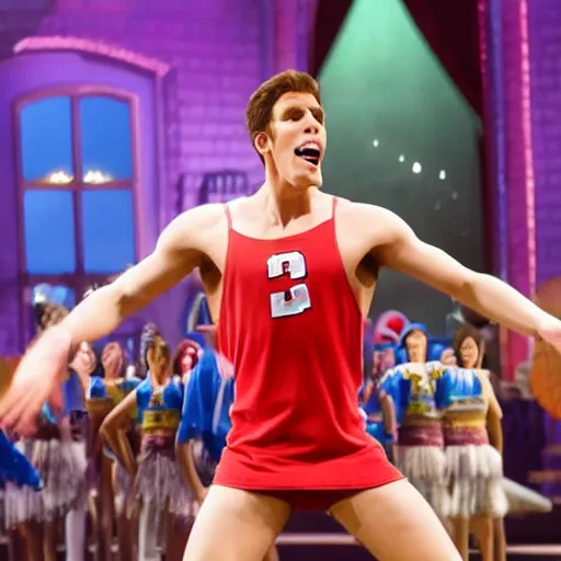 Image similar to Live Action Still of Jerma in High School Musical, real life, hyperrealistic, ultra realistic, realistic, highly detailed, epic, HD quality, 8k resolution, body and headshot, film still