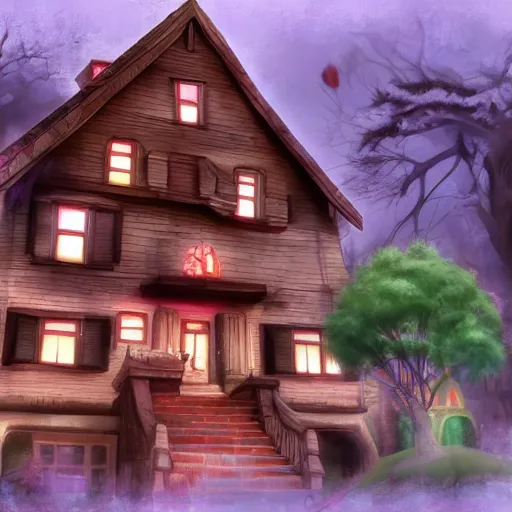 Image similar to monster house, trending on artstation, anime style 4 k