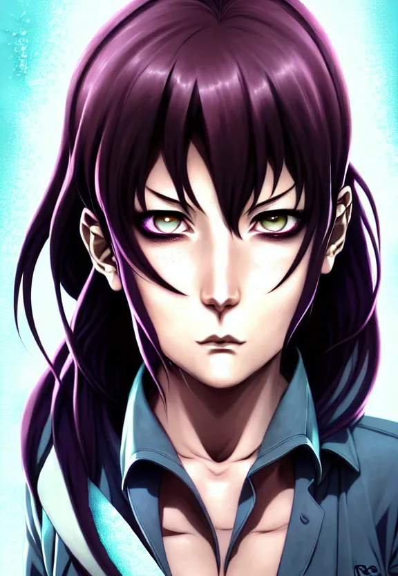 Image similar to a portrait of revy from black lagoon manga, symmetrical eyes, symmetrical face, art by lois van baarle and loish and ross tran and rossdraws and sam yang and samdoesarts and artgerm, digital art, highly detailed, intricate, sharp focus, trending on artstation hq, deviantart, unreal engine 5, 4 k uhd image