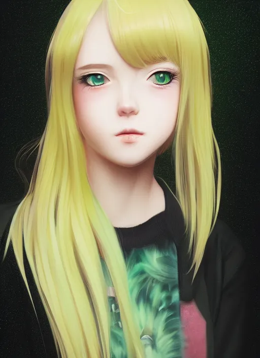 Prompt: the most beautiful cute anime girl portrait pastel yellow coloured hair, extremely detailed green eyes, professional 3 d visualisation in pastel colours, by wlop, intricate linework, trending on artstation, unreal engine 5 highly rendered