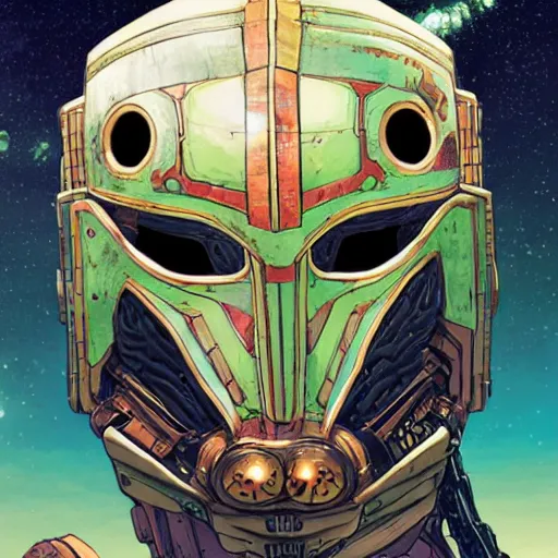 Prompt: robot quetzalcoatl mask helmet borderland that looks like it is from Borderlands and by Feng Zhu and Loish and Laurie Greasley, Victo Ngai, Andreas Rocha, John Harris