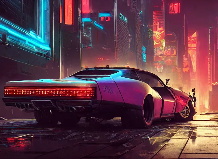 Prompt: quadra type 66 avenger as a Cyberpunk 2077 loading screen, intricate, dystopian, sci-fi, extremely detailed, digital painting, artstation, concept art, smooth, sharp focus, illustration, intimidating lighting, incredible art by artgerm and greg rutkowski and alphonse mucha and simon stalenhag