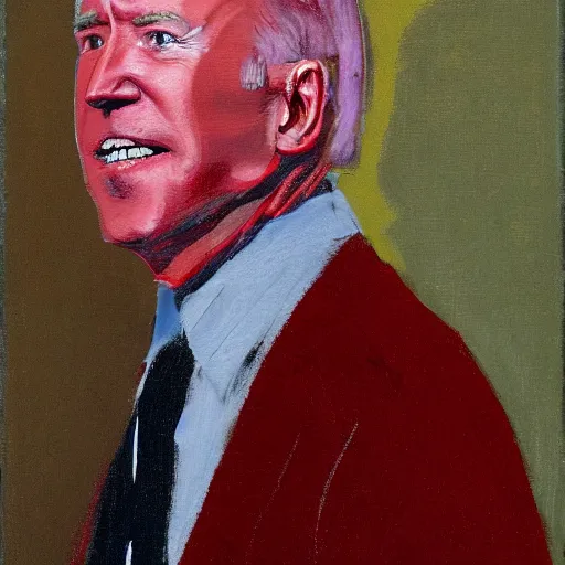 Image similar to Portrait of Joe Biden, painted by Francis Bacon.