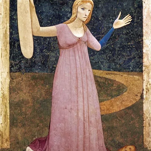 Prompt: half - length portrait of beautiful witch circe in the odyssey, art by piero della francesca, giotto,
