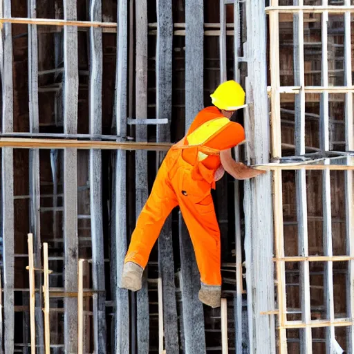 Prompt: construction worker carrying a hole