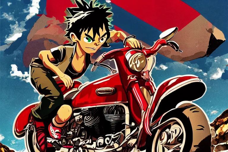 Prompt: italian pizza, akira's motorcycle, gorillaz, poster, high quality