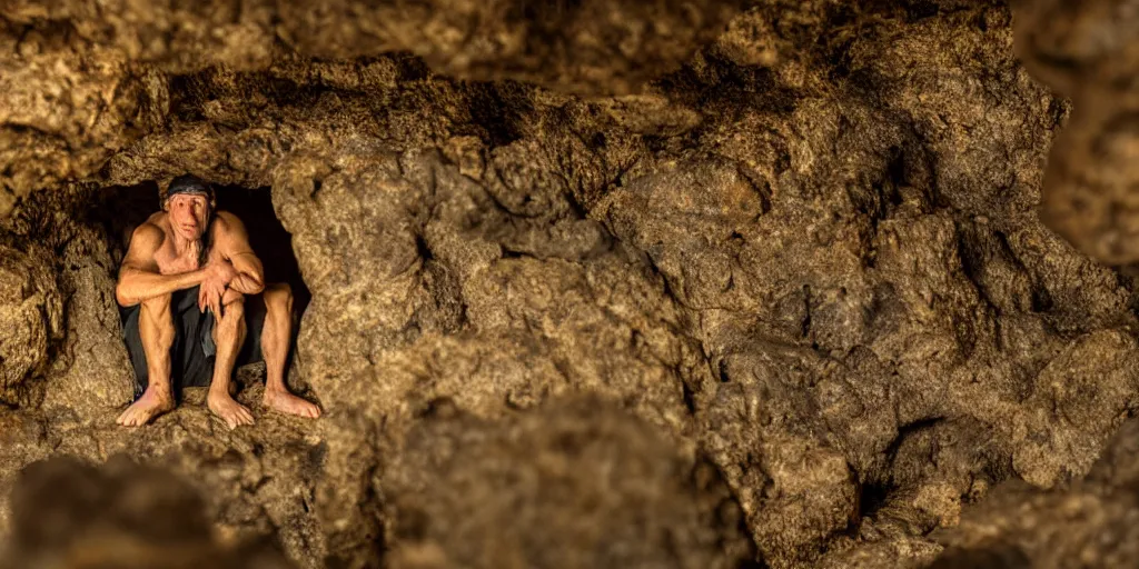 Image similar to a cave troll in a giant cave 8 k, gloomy lighting, shallow depth of field,