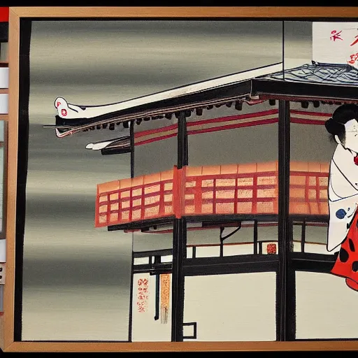 Prompt: Japanese painting in the style of Tom Sachs