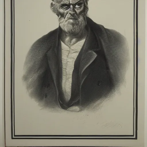 Image similar to a lithograph of an angry old man