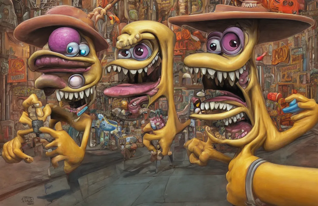 Image similar to an ultra fine detailed painting of an aaahh!!! real monsters taxi driver by james gurney, featured on zbrush central, sots art, behance hd, reimagined by industrial light and magic